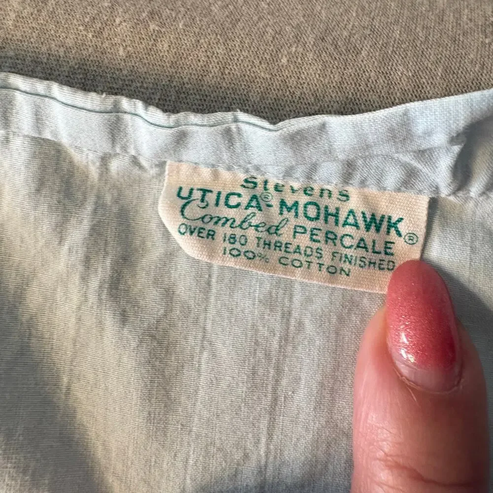 Vintage J.P. Stevens & Co., Inc. Utica Floral Double Flat Twin Blue Floral Sheet